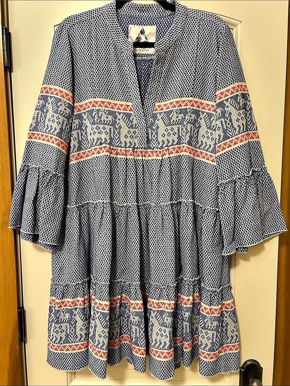 Pearl & Caviar Zakar Mini Dress Blue & White Medium